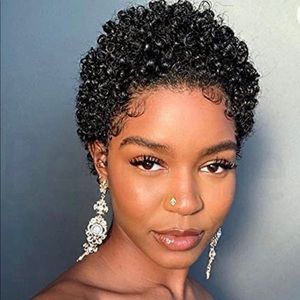 COPY - COPY - Short Afro kinky curly human hair wig short pixie cut wig natural…